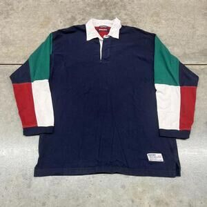 vintage bugle boy navy red and white rugby polo shirt size xl